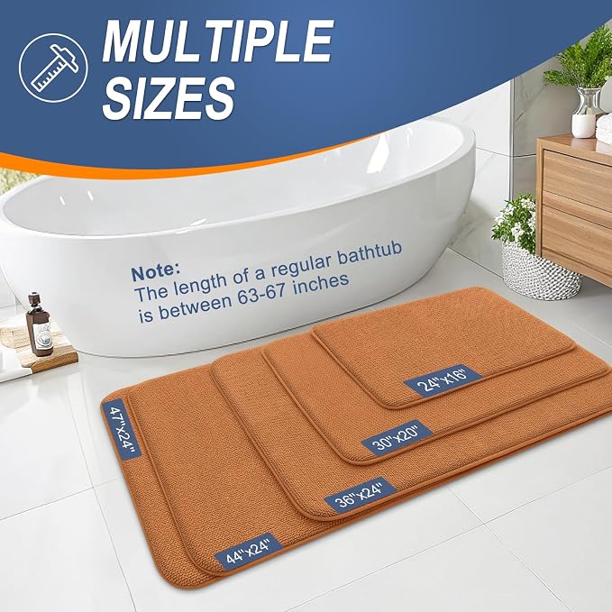 OLANLY Thick Memory Foam Bathroom Rugs 30x20, Soft Absorbent Bath Mat, Clay | Quick Dry Bath Rugs, Non-Slip Carpet, Machine Washable Mats for Bathroom Floor, Tub and Shower, Home Decor Accessories