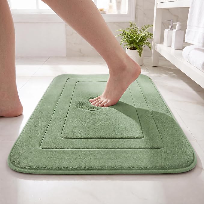 Cupic Cupid Memory Foam Bath Mat 24"×36", Non Slip Bathroom Rugs，Sage Green | Soft Touch, Cushioned Comfort, Non Slip Bathroom Mat, Super Absorbent & Quick Dry, Machine Washable for Shower, Tub & Vanity