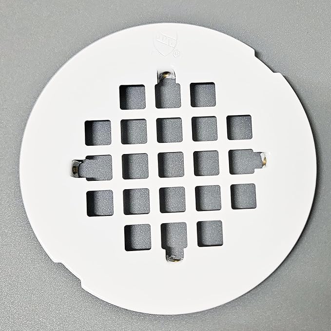 Westbrass 4-1/4" OD Casper Brass Snap-In Shower Strainer Grid, Powder Coat White, D319-50