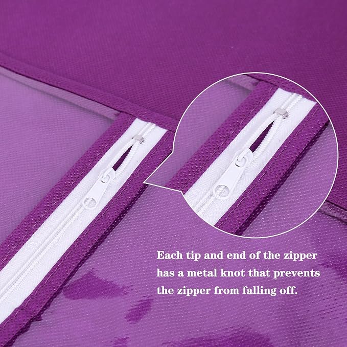 3PCS Wig Storage Bags with Hanger - Portable Hair Extension Organizer Dust-proof Stand (Purple)
