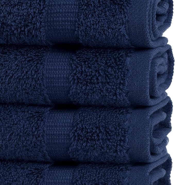 Chakir Turkish Linens | Hotel & Spa Quality 100% Cotton Premium Turkish Towels | Soft & Absorbent (4-Piece Washcloths, Navy) | 100% cotton washcloths, 4-pack 13x13, OEKO-TEX certified, soft absorbent face towels