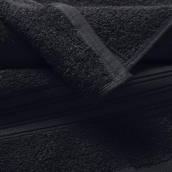 BOUTIQUO Ultra Soft Cotton Washcloths, Contains 12 Piece Face Cloths 12x12 inch, Ideal for Everyday use Face Towels, Compact & Lightweight Multi Purpose Washcloths - Black