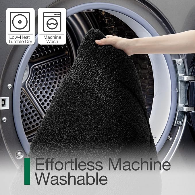 LUMI Large Bathroom Rugs Soft Absorbent, Non Slip Bath Mat 24x43, Black | Machine Washable with Rubber Backing, Quick Dry, Premium Microfiber Plush Carpet for Bathtub and Shower Floor