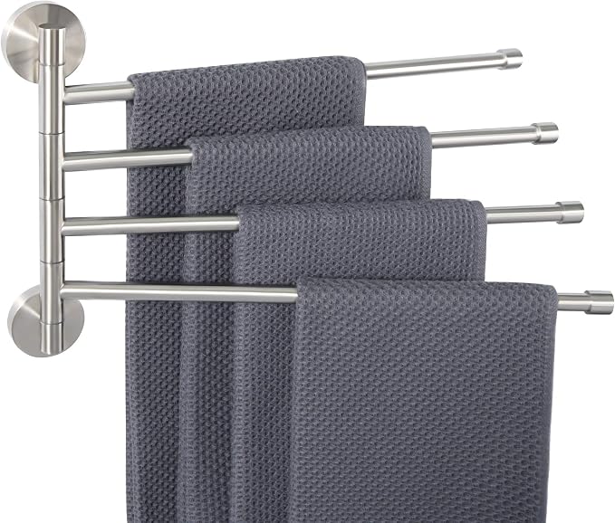 Alise Swing Out Towel Rack,Folding Hand Towel Bar 4 Bars Arm Towel Holder Towel Hanger for Bathroom Wall Mount,Space Saving Towel Rail,GK9003-LS SUS304 Stainless Steel Brushed Nickel