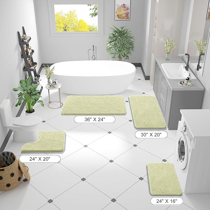 OLANLY Small Bathroom Rugs 24x16, Extra Soft Absorbent Chenille Bath Rugs, Rubber Backing Quick Dry, Machine Washable Bath Mats for Bathroom Floor, Tub and Shower, Home Decor Accessories, Vanilla | Vanilla, Quick-Drying Rubber Backing, Machine Washable...