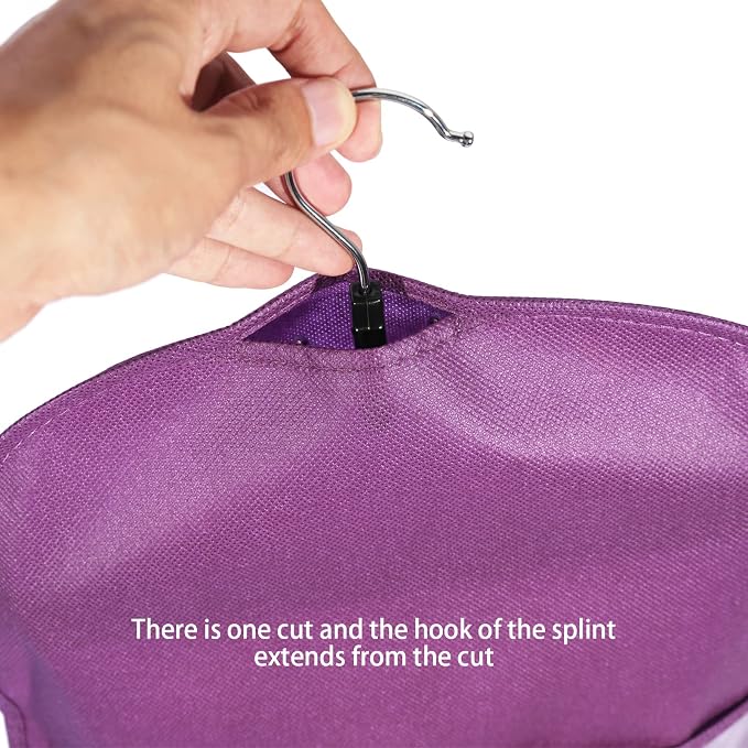 3PCS Wig Storage Bags with Hanger - Portable Hair Extension Organizer Dust-proof Stand (Purple)