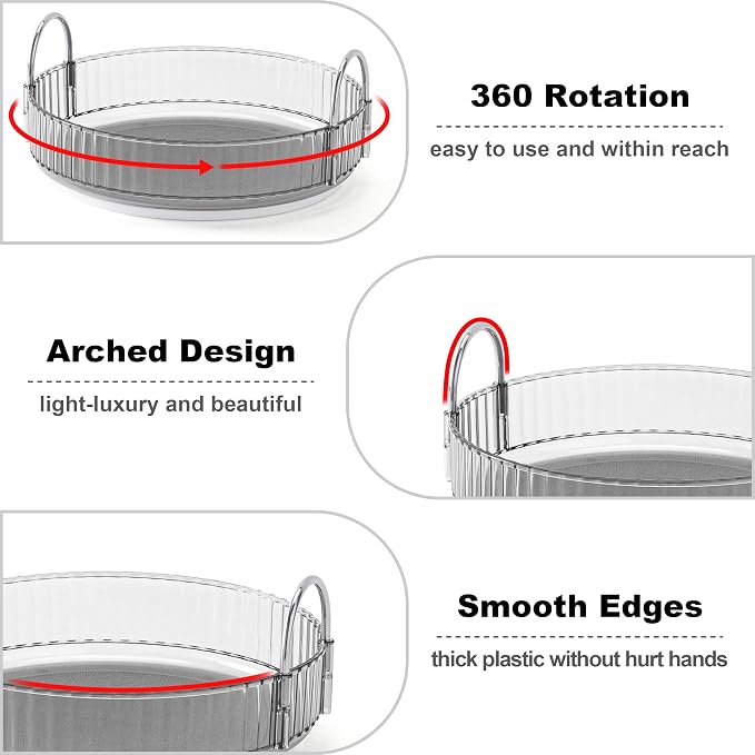 360 Rotating Makeup Organizer for Vanity, Bathroom Countertop Spinning Perfume Organizer, High-Capacity Cosmetic and Skincare Dresser Make Up Holder Rack (2 Tiers, Grey)