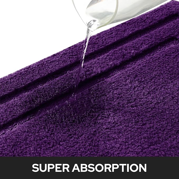 HOMEIDEAS Bathroom Rugs Sets 2 Piece, Super Soft Non Slip Bath Mat Purple | Ultra Absorbent, Microfiber Machine Washable Bath Rug Set, for Bathroom, Tub, Shower 20" x 32" + 16" x 24"