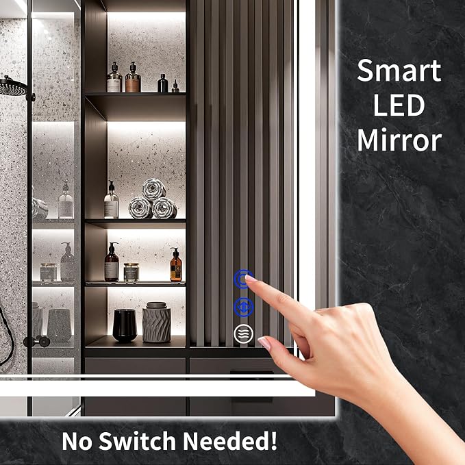 48"x30" LED Bathroom Mirror with Lights,Anti-Fog,3 Color Modes