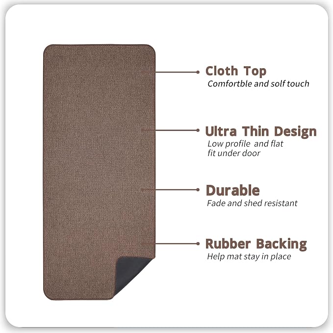 Bosap Bath Mat,Ultra Thin Bathroom Runner Rugs,Large Bath Mats for Bathroom,Quick Dry,Non-Slip,Machine Washable,Low Pile,Bath Rug,Shower Outside,Sink,Home Decor Accessories.Brown,2'x5'（24x60inch）