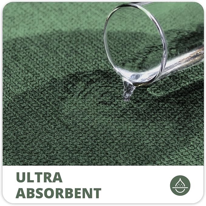 Bosap Bath Mat Set 2 Pieces,Ultra Thin Bathroom Rugs,Rubber Toilet Rugs | Non Slip,Quick Dry,Machine Washable,Low Pile,Absorbent,Shower,Sink,Bathroom Decor.(Green,17"x27" Plus 20"x24"U Shaped)
