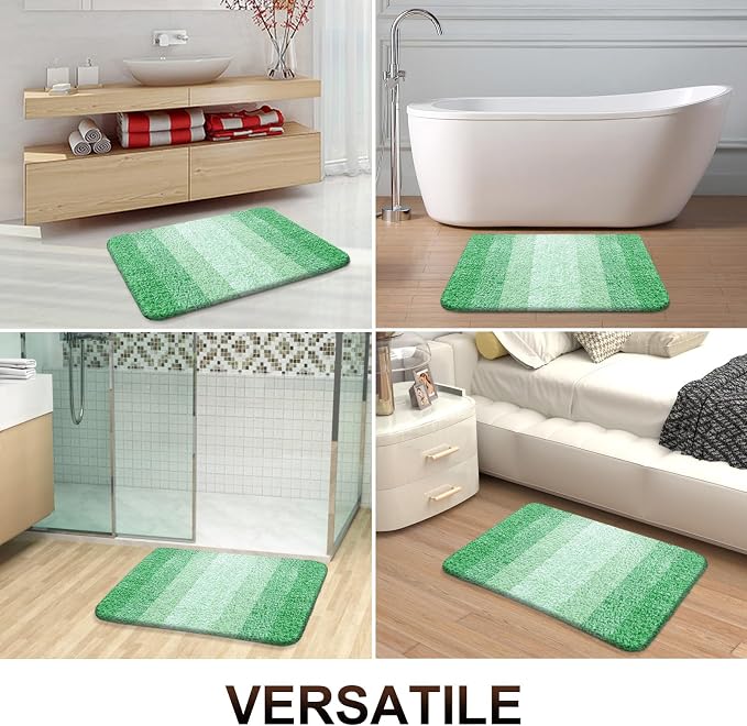 OLANLY Bathroom Runner Rug 70x24, Extra Soft Absorbent Microfiber Bath Rugs | Green, Non-Slip Quick-Drying Rubber Backing, Machine Washable Long Bath Mat for Floor, Tub and Shower, Home Decor Accessories