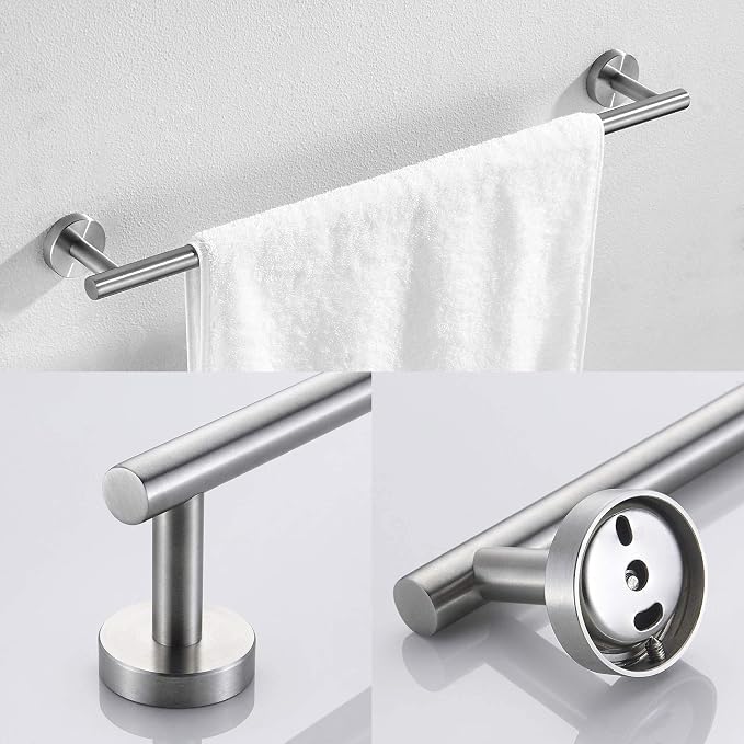 Marmolux ACC Bathroom Hardware Set - 4 Pieces Wall Mount Accessories - Towel Hooks, Hand Towel Holder, Towel Ring, Toilet Paper Holder - Made of SUS 304 Stainless Steel with Brushed Finish