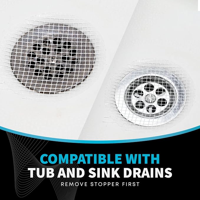 TubShroom Toss 26pk Disposable Drain Covers - Hair Catcher Mesh Sticker Strainers for Shower Bathtub and Bathroom Sink Drains to Prevent Clogged Drains, Half Year Supply