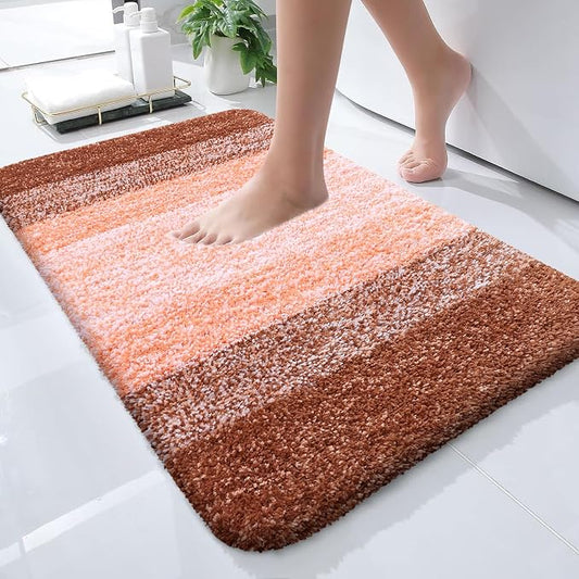 OLANLY Small Bathroom Rugs 24x16, Extra Soft Absorbent Microfiber Bath Rugs | Orange, Non-Slip Quick-Drying Rubber Backing, Washable Plush Bath Mat for Floor, Tub and Shower, Home Decor Accessories