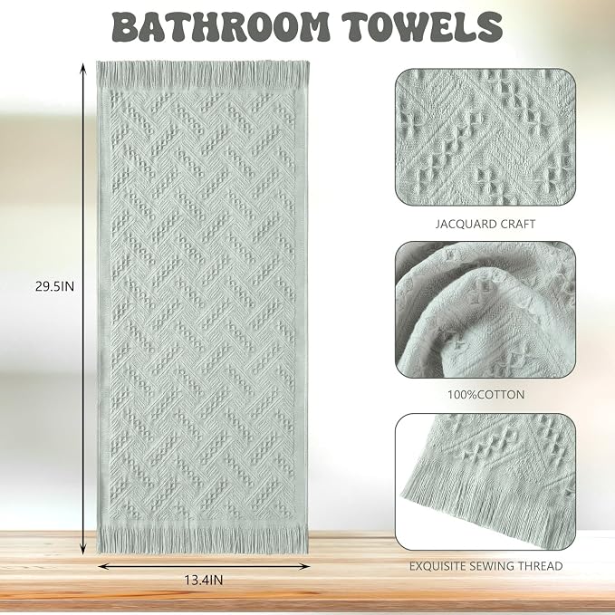 HunnmingRe 16 Pack Boho Hand Towel for Kitchen,Mint Green | 14x30 Inch, 100% Turkish Cotton, Summer Boho Decorative ,Towel Waffle ,Farmhouse Decor ,Absorbent Soft ,Guest Gift