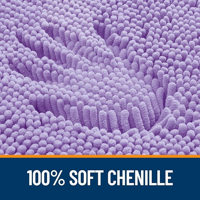 OLANLY Chenille Bathroom Rugs Mats Sets 2 Piece, 47"x20"+24"x16", Lavender | Ultra Soft Absorbent Bath Rugs Set, Rubber Backing Non-Slip, Quick Dry, Machine Washable Bath Carpet, Home Decor Accessories