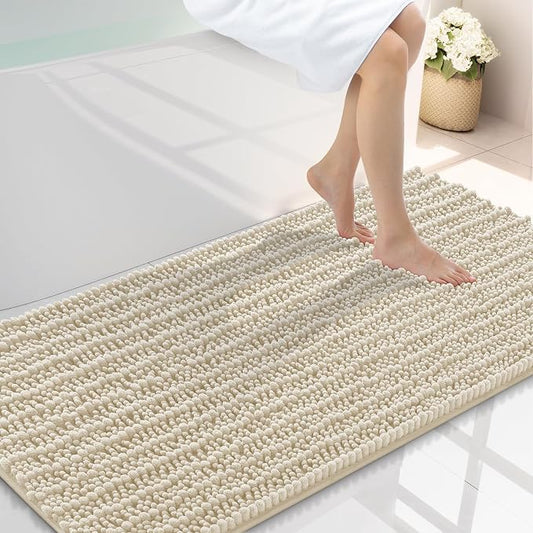 Smiry Bathroom Rugs 44X24, Extra Soft Rubber Backing Chenille Bath Mats | Sand Machine Washable Non Slip Quick Dry Bath Mats for Bathroom Floor, Tub, Shower, Home Decor Accessories