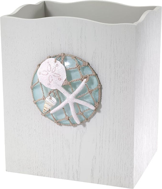 Avanti Linens - Wastebasket, Decorative Trash Can, Coastal, Seaglass