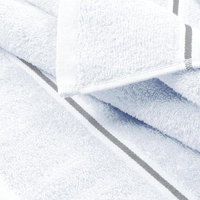 MyOwn Ultra Soft 6 Pack Cotton Towel Set, Contains 2 Bath Towels 28x55 inch, 2 Hand Towels 16x24 inch & 2 Wash Coths 12x12 inch, Ideal Everyday use, Compact & Lightweight - White