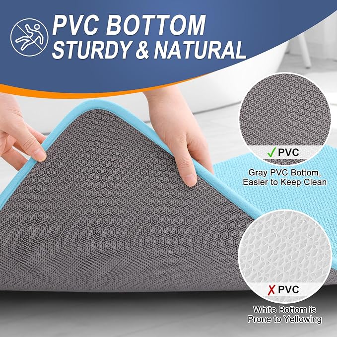 OLANLY Thick Memory Foam Bathroom Rugs 30x20, Absorbent Bath Mat, Sky Blue | Soft Quick Dry Bath Rugs, Non-Slip, Machine Washable Carpet for Bathroom Floor, Tub and Shower, Home Decor Accessories