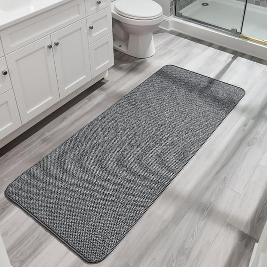 Bosap Bath Mat,Ultra Thin Bathroom Runner Rugs,Large Bath Mats for Bathroom,Quick Dry,Non-Slip,Machine Washable,Low Pile,Bath Rug,Shower Outside,Sink,Home Decor Accessories.Dark Grey,3'x4'(36x48inch)