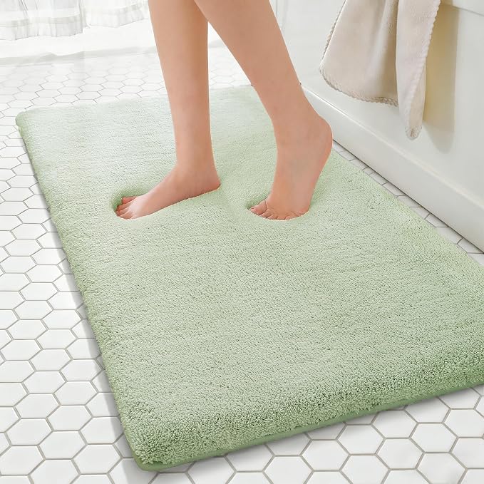 MINIDEAR Bathroom Rugs 47x20 Sage Green - Thick Memory Foam Bath Mat, Ultra Soft & Plush Fluffy, Non-Slip, Quick Dry, Absorbent Washable Floor Microfiber Mat for Tub, Home Decor Accessories