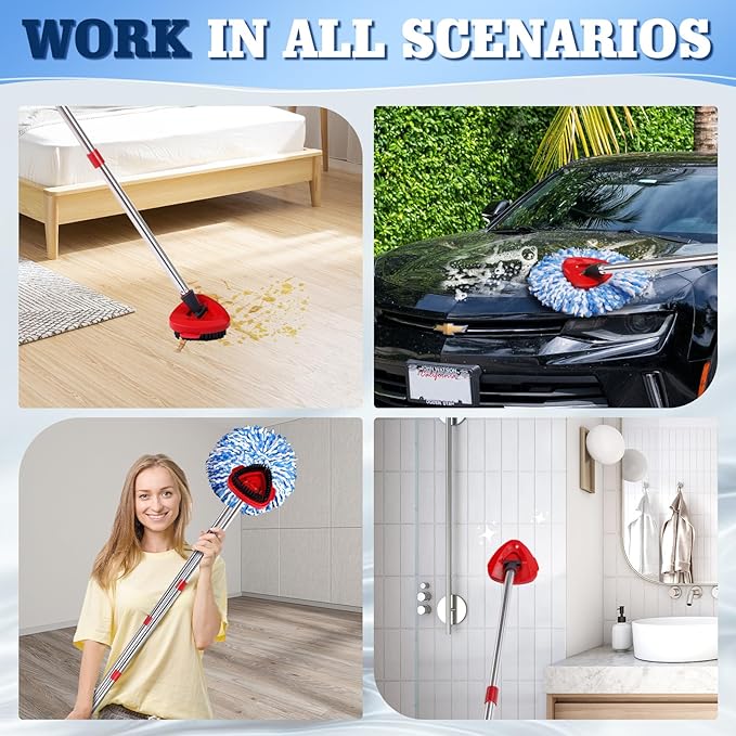 6 Pack Mop Replacement Heads Compatible with Ocedar RinseClean 2-Tank System - Includes 2 Mop Scrub Brush Head, Microfiber Mop Refills, Easy Cleaning Mop Head Replacement
