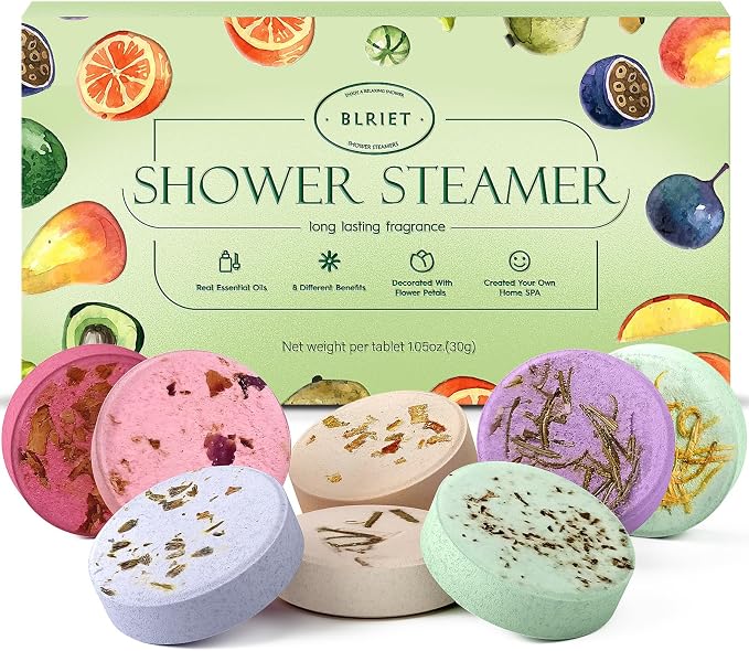 Shower Steamers Aromatherapy Mothers Day Gifts 8 Pack Shower Bombs Fruit Scents with Essential Oils, Birthday Gifts for Girlfriend, Her, Men, Mom, Teens, Self Care Relaxation Home SPA Stress Relief