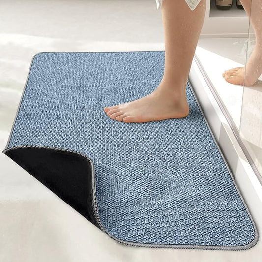 Bosap Bath Mat,Ultra Thin Bathroom Rugs,Rubber Bath Mats for Bathroom,No Slip Bath Rugs,Quick Dry,Machine Washable,Low Pile,Absorbent,Shower Outside,Sink,Home Decor Accessories.Blue,2'x3'(24x36inch)