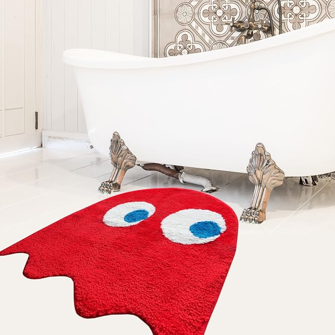 Evovee Red Bathroom Rugs Cute Bath Mat Funny Decor Shower Red Rugs Funky Bedroom Aesthetic Fun Round Preppy Cool Apartment College Novelty Washable Bathmat Game Room Retro