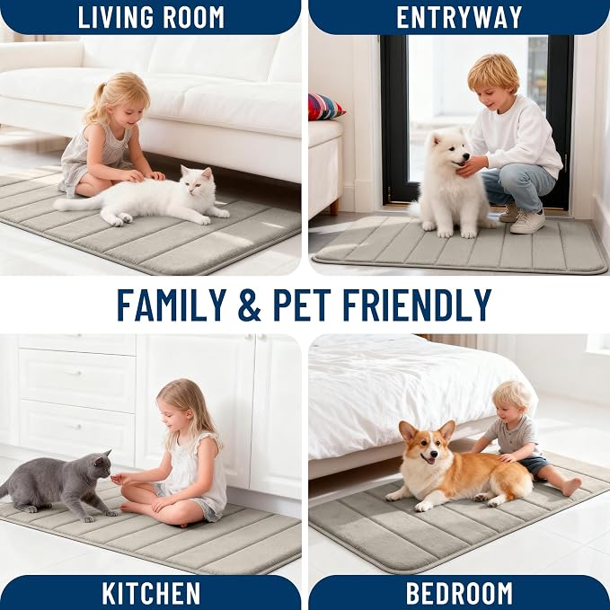 OLANLY Memory Foam Long Bathroom Rugs Runner 70x24, Super Soft Absorbent | Warm Taupe, Quick Dry Bath Mat, Machine Washable Shower Floor Rugs, Bathmat Carpet for Bathroom Floor, Tub and Shower