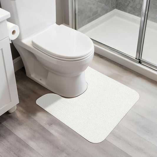 Bosap Toilet Rugs U Shaped Bathroom Rug,Machine Washable Non Slip Quick Dry Super Absorbent Ultra Thin Toilet Mats for Bathroom Toilet.Cream,1'8"x2'(20x24inch)