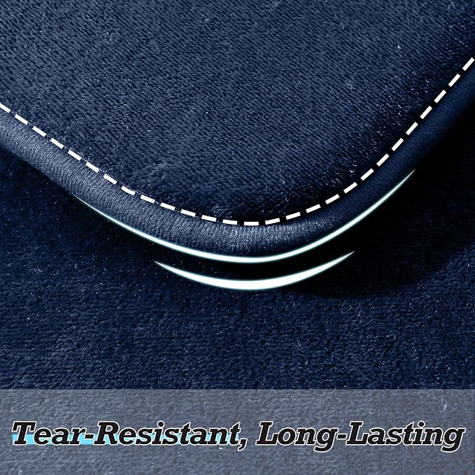 Bathroom Rugs Sets 3 Piece, Non-Slip & Quick Dry Bath Mat Set, Ultra Soft Velvet Bath Rugs for Bathroom, Toilet and Shower Floor, Navy