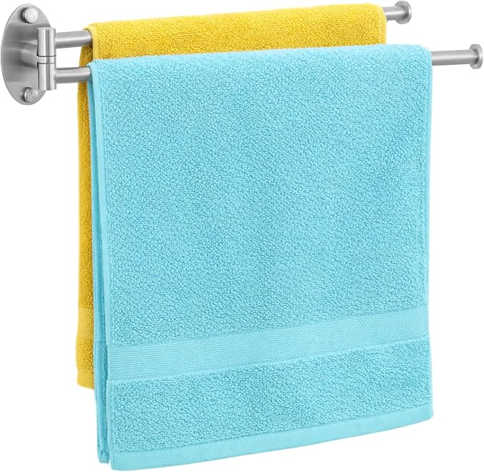 KES Kitchen Swivel Towel Bar 15-Inch, Swivel Towel Rack for Dish Towel, Double Towel Bar 2-Arm Wall Mounted, SUS 304 Stainless Steel, Brushed Finish, A2106S40-2