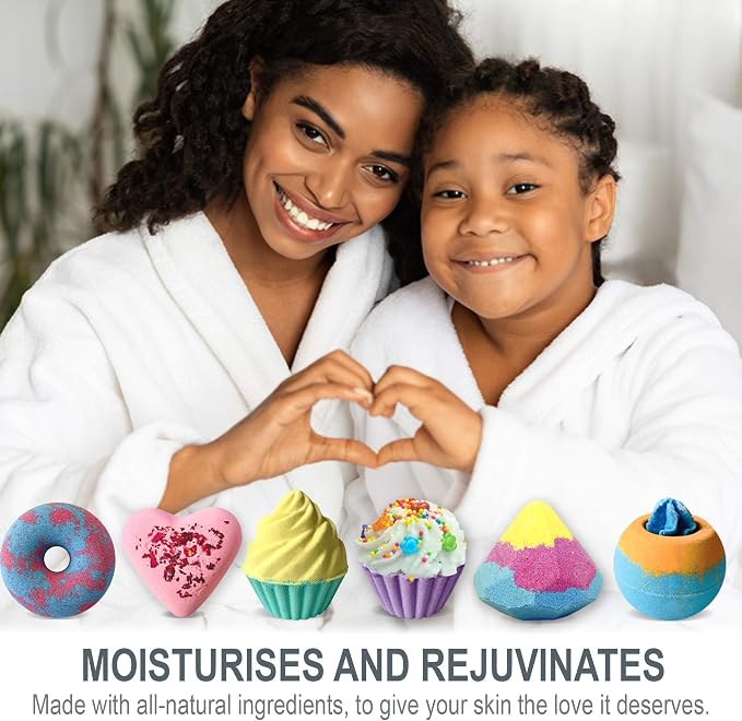Bath Bombs for Girls – 6 Organic Bath Bombs Gift Set w/Natural Ingredients | Bath Bombs Aromatherapy Bubble Bath for Kids, Teens, Women, Skin Moisturizing Bathbombs for Girls Ages 8-12, Lush Spa Kit