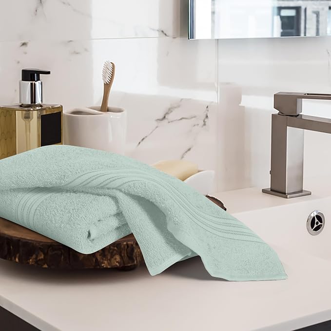 BOUTIQUO Ultra Soft Cotton 6 -Piece Hand Towel Set 16x24 Inch, Ideal for use in Bathroom, Kitchen, Gym, Spa & General Cleaning, Compact & Lightweight Multi Purpose Hand Towels - Sea Green