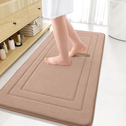 Arotive Memory Foam Bathroom Rug Mat 47x24, Ultra Soft and Absorbent Bath Mat, Machine Wash Dry, Comfortable Bath Rug Carpet for Bathroom Floor, Tub and Shower, Camel