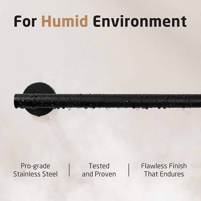 KES 23.2-Inch Towel Bar for Bathroom, Bath Towel Rack Towel Holder Wall Mount SUS304 Stainless Steel Matte Black, Total Length 25.5 Inch, A2000S65B-BK