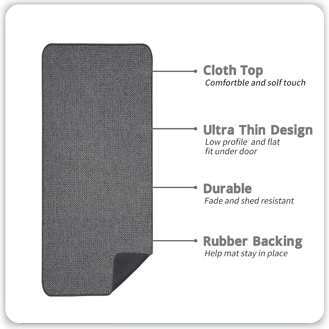 Bath Mat,Ultra Thin Bathroom Runner Rugs,Large Bath Mats for Bathroom,Quick Dry,Non-Slip,Machine Washable,Low Pile,Bath Rug,Shower Outside,Sink,Home Decor Accessories.Dark Grey,1'9"x3'11"（21x47inch）