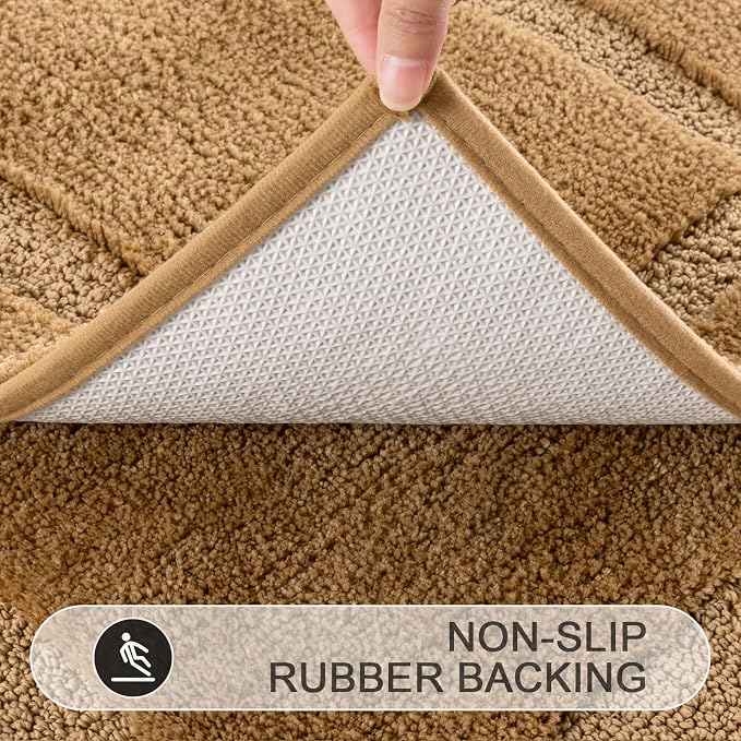 SHACOS Microfiber Bathroom Rugs Set of 3 with Toilet Lid Cover Non Slip | Washable Bath Mat Absorbent Bathroom Carpet 16"x24"+U Shape Toilet Rug 20"x24"+Toilet Lid Cover 19"x21", Mustard