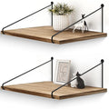 Afuly 12 Inch Deep Floating Shelves for Wall, Rustic Farmhouse Wall Mounted Hanging Shelf Large Wood Organizers Bookshelf, Set of 2
