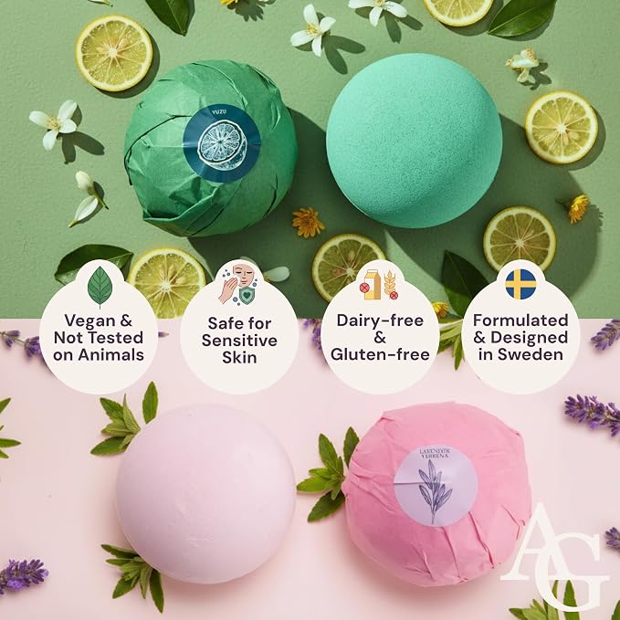 XXL Bath Bombs for Women, 12pc, Birthday Gifts for Women by AdeleGourdain | Bathbombs Bath Gift Set for Women - 12 Spa Scents - Gift Box Incl. - Non-Staining - Bubble Bathbombs for Adults - Large 5oz