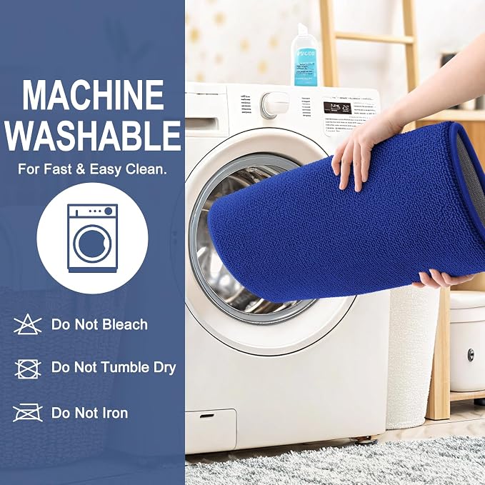 OLANLY Memory Foam Bathroom Runner Rugs 47x17, Long Bath Mats, Royal Blue | Soft Quick Dry Bath Rugs, Non-Slip, Absorbent Machine Washable Mat for Bathroom Floor, Tub and Shower, Home Decor Accessories