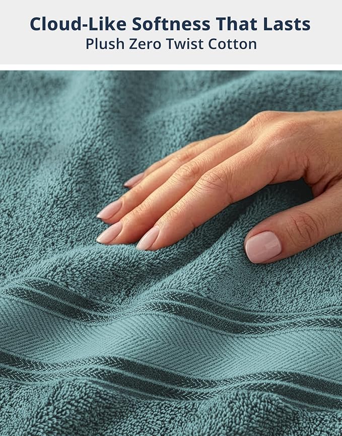 LANE LINEN Towel Set 6 Piece Soft Absorbent Quick Dry 100% Cotton - Teal | Towel Pack - Terry Weave Comfort, Long-Lasting Comfort, Hotel-Style Look, Gets Softer With Every Wash, Machine Washable