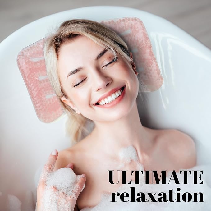 Glitter Gel Spa Pillow - Cooling Bathtub & Hot Tub Relaxation Cushion | Neck & Head Support Bath Pillow. Luxury Bath Products & Spa Accessories for Women - Ultimate Comfort