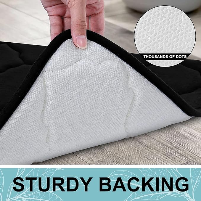 OLANLY Memory Foam Bath Mat Rug 36x24, Ultra Soft and Absorbent Bathroom Rugs, Non-Slip, Comfortable, Machine Washable Bath Carpet for Bathroom Floor, Tub, Shower and Home Decor Accessories, Black | Thick Absorbent Carpet, Non-Slip Backing, Machine Was...