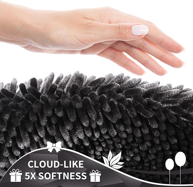 Yimobra Bathroom Rugs Sets 2 Piece, Soft Absorbent Bath Mat and U-Shaped Toilet Rug with Non Slip Backing, Luxury Shaggy Bath Mats for Bathroom, Machine Washable, 24"x17"+24"x20", Dark Grey