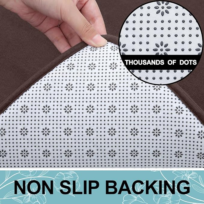 Smiry Memory Foam Bath Mat 59x24, Extra Soft and Absorbent Bathroom Rugs | Brown, Quick Dry Machine Washable Non-Slip Bath Mat for Bathroom Floor, Shower and Tub