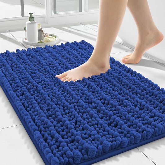 Smiry Bathroom Rugs 24X16, Extra Soft Rubber Backing Chenille Bath Mats | Royal Blue Machine Washable Non Slip Quick Dry Bath Mats for Bathroom Floor, Tub, Shower, Home Decor Accessories